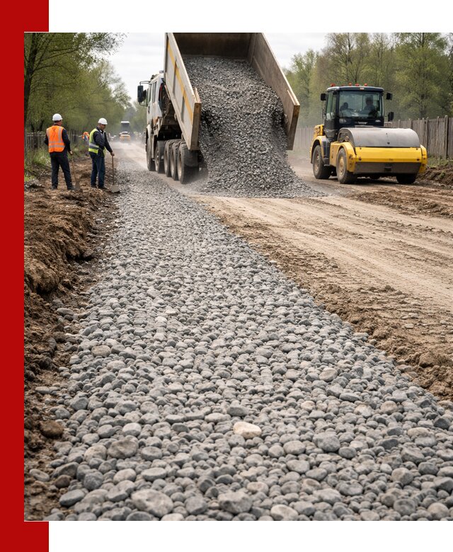 Доставка щебня для отсыпки дорог в Советской Гавани высокого качества