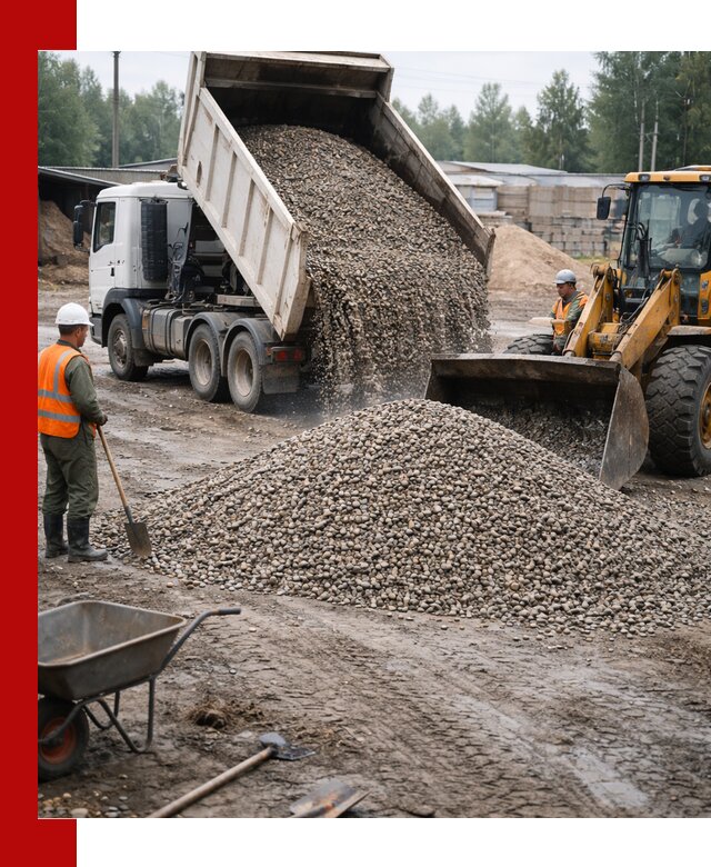 Мытый гравий с доставкой в Советской Гавани от карьера до участка