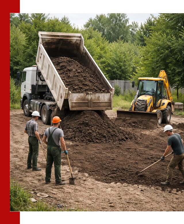 Доставка и укладка грунта для выравнивания участка в Советской Гавани