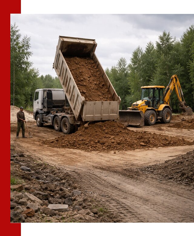 Доставка суглинка самосвалами в Советской Гавани подсыпка и планировка