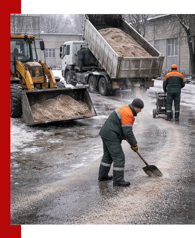 Реагент против гололеда с доставкой и нанесением в Советской Гавани