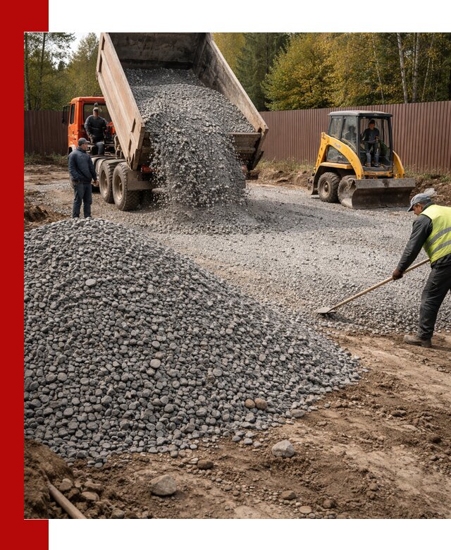 Отсыпка участка щебнем с доставкой и уплотнением в Советской Гавани