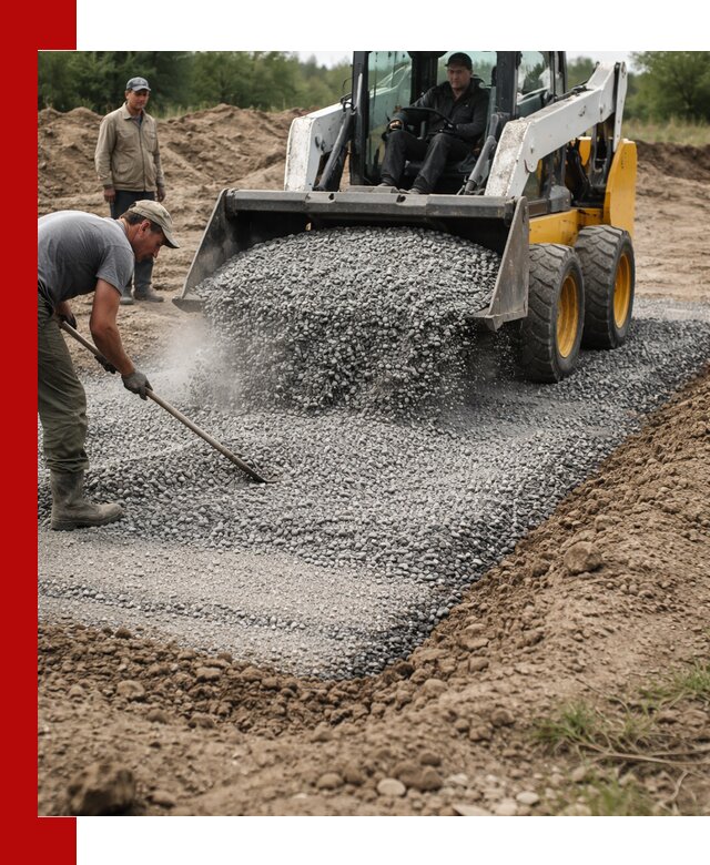 Устройство щебеночной подушки в Советской Гавани для дорог и фундаментов